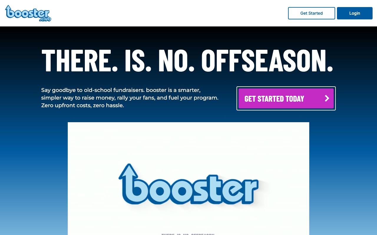 The booster website homepage